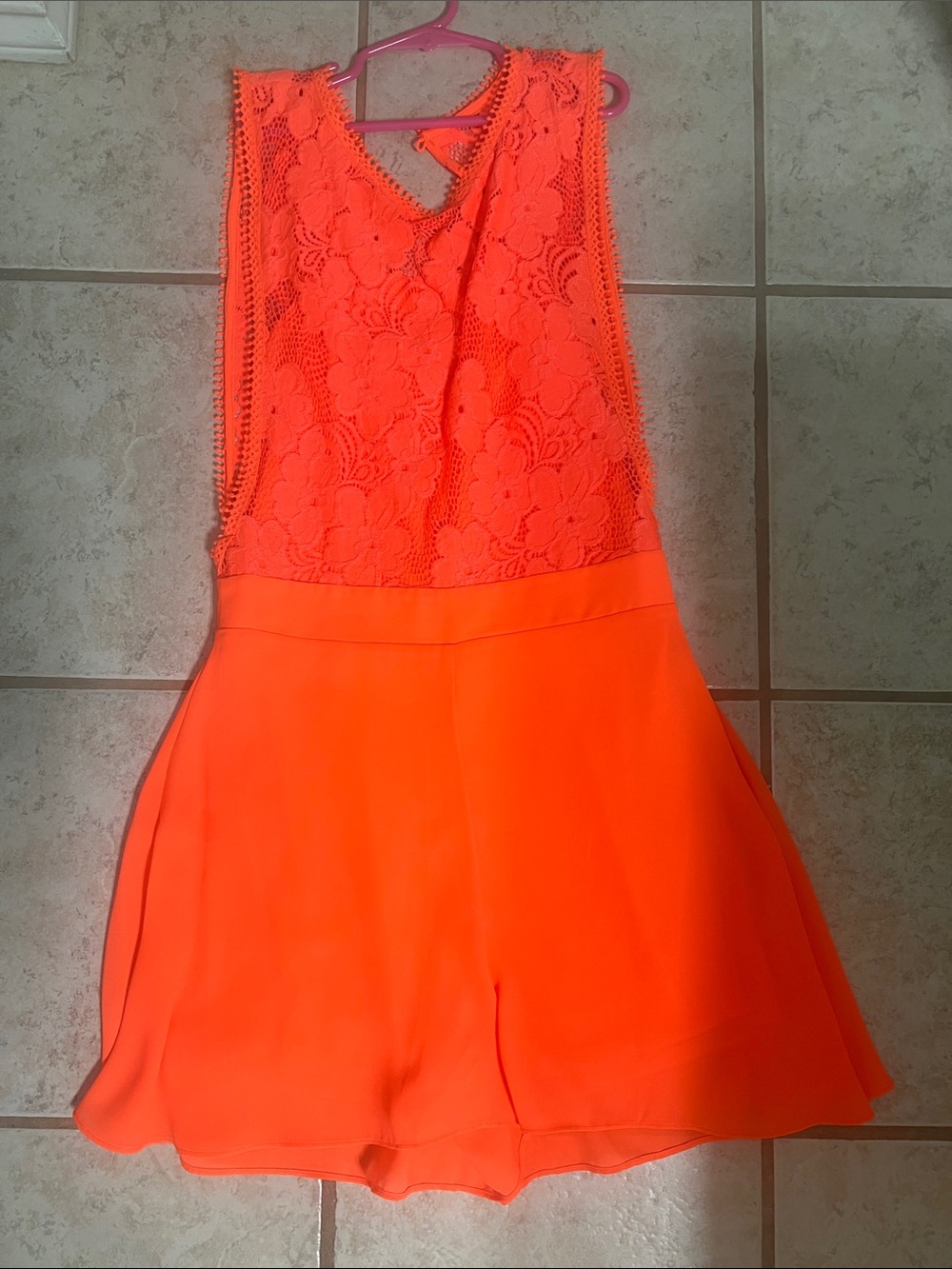 GB girls Neon Orange Lace Romper